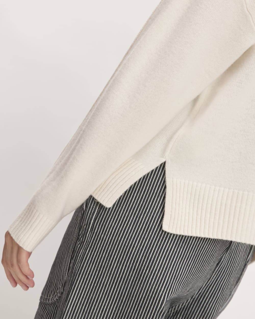 The Good Merino Wool Cardigan in Bone — detail view