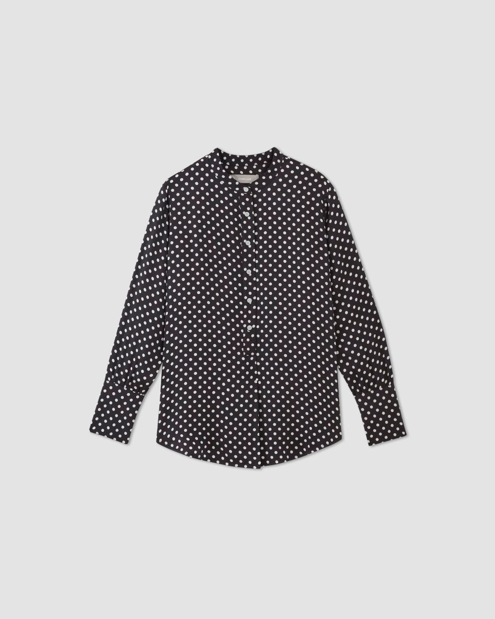 The Hammered Satin Popover Shirt in Black / Bone Polka Dot — alternate view