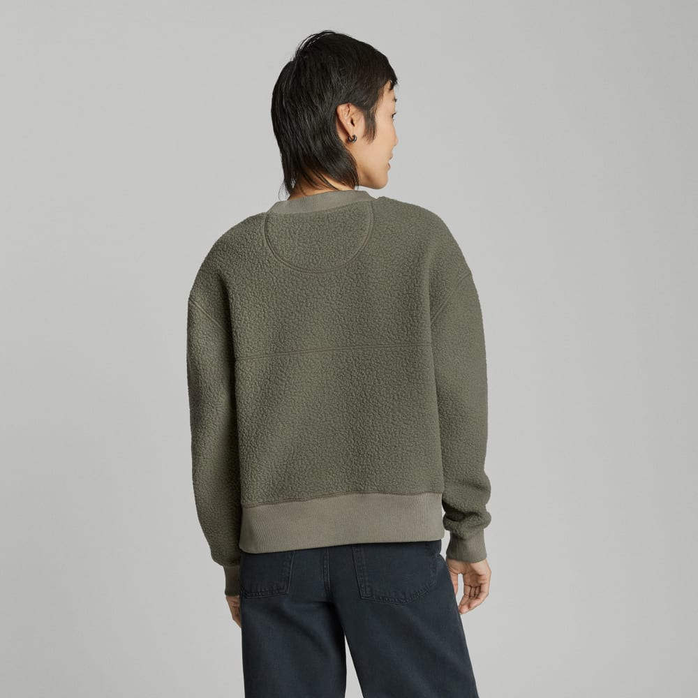 The ReNew Teddy Oversized Crew in Kalamata — detail view