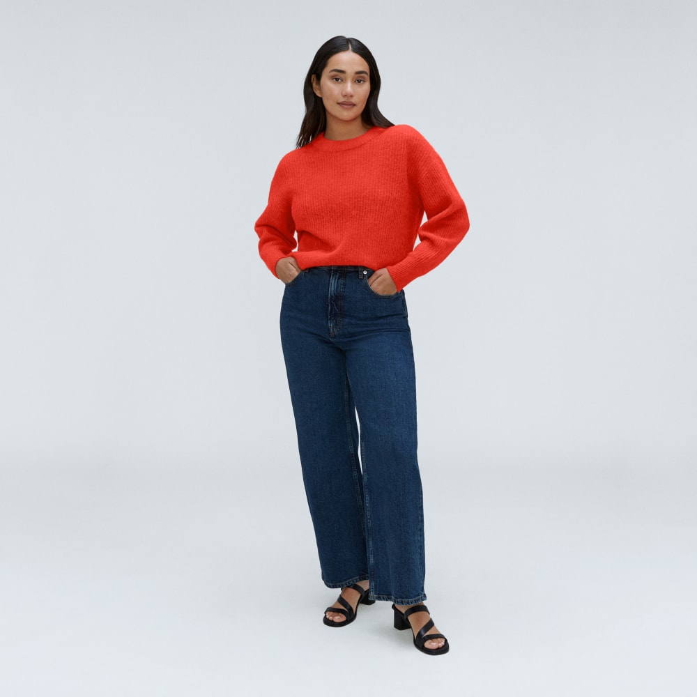 The Cocoon Crew in Alpaca in Red Orange — detail view
