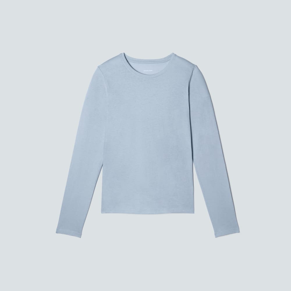 The Organic Cotton Long-Sleeve Crew in Mist — alternate view