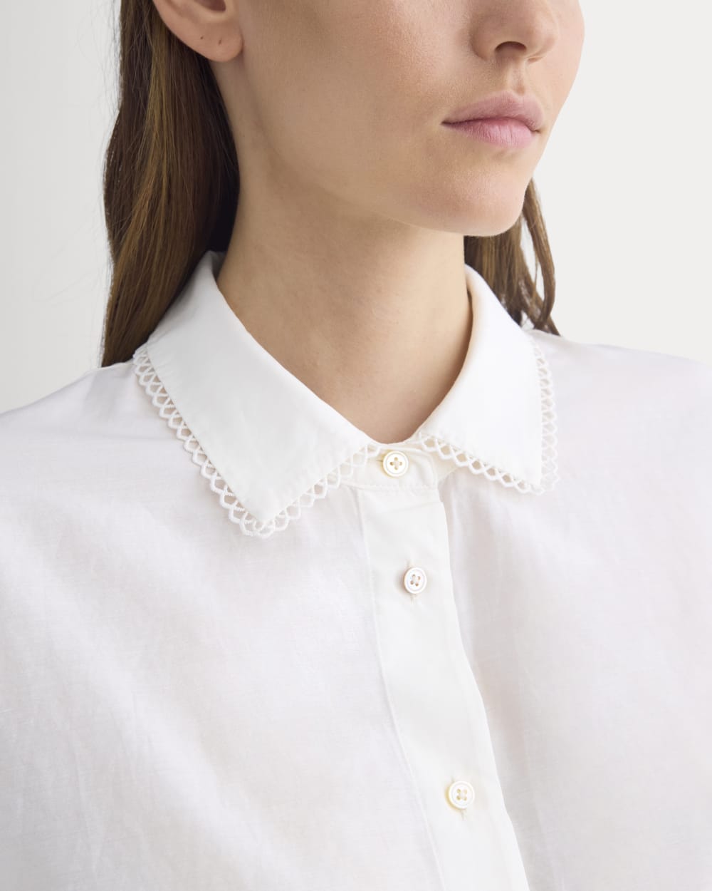 Scalloped-Collar Square Shirt in Bone — detail view