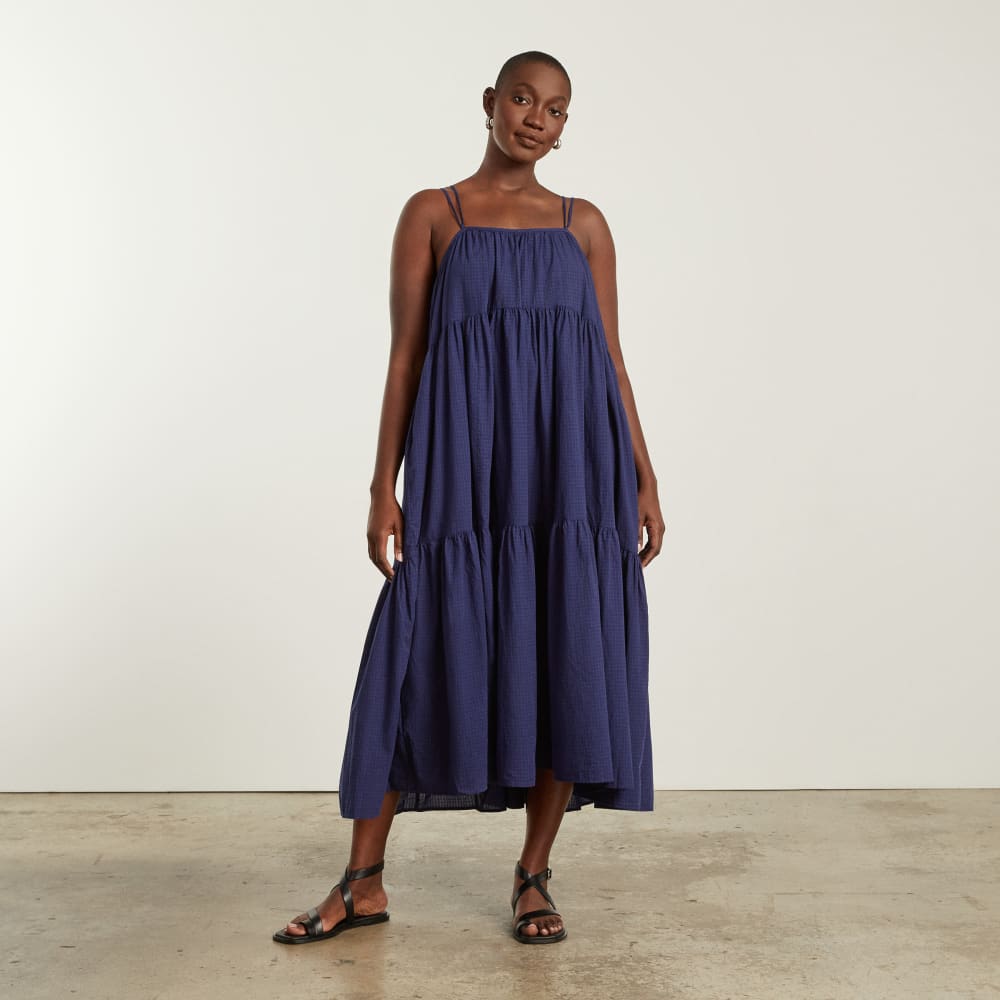 The Billow Tiered Maxi Dress in Navy — alternate view