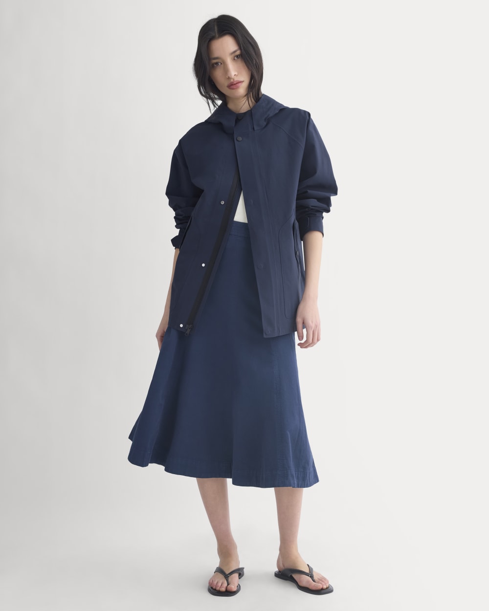 Seamed Midi Skirt in Navy — detail view