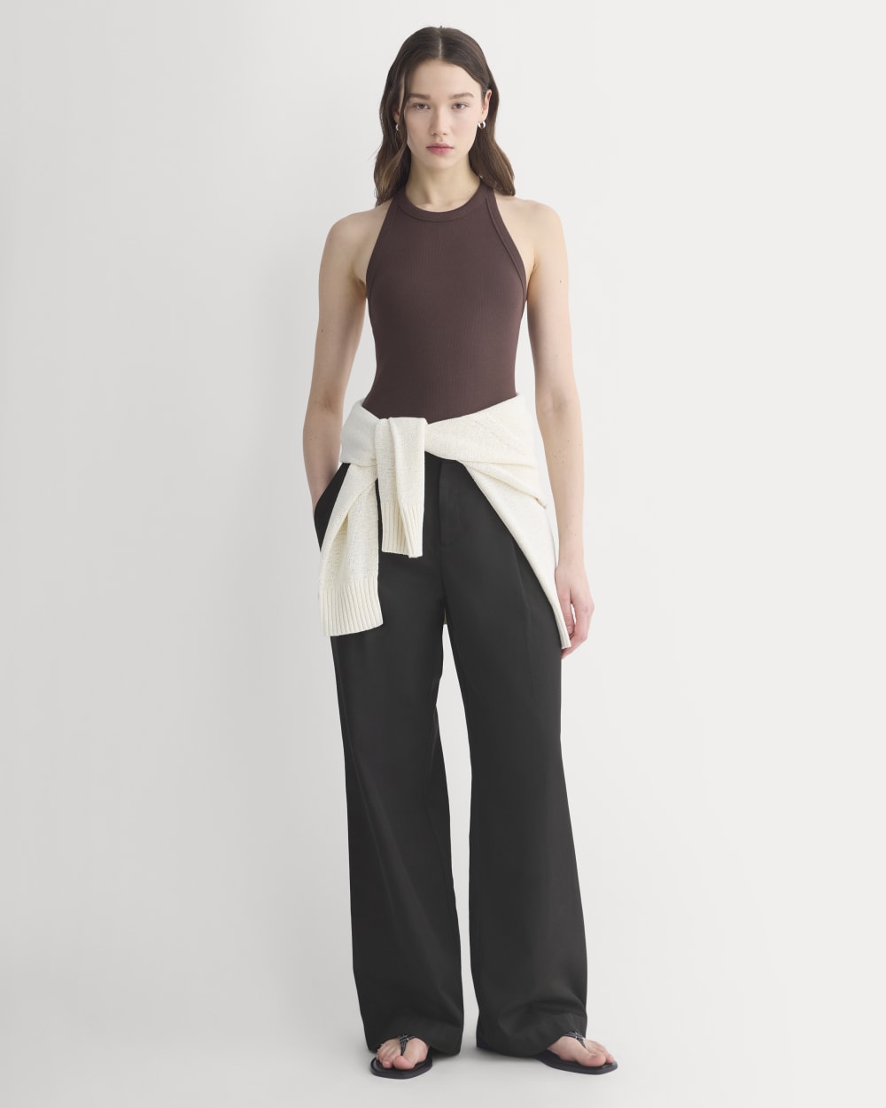 Luxe Rib Racerback Tank in Coffee Bean — detail view