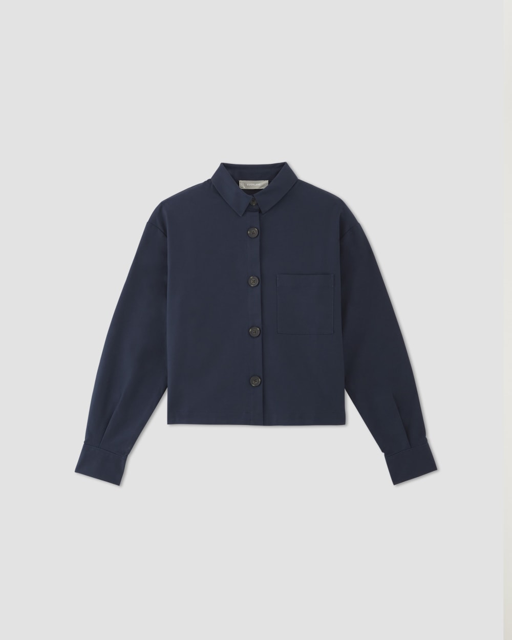 The Structured Cotton Cropped Shirt in Navy — alternate view