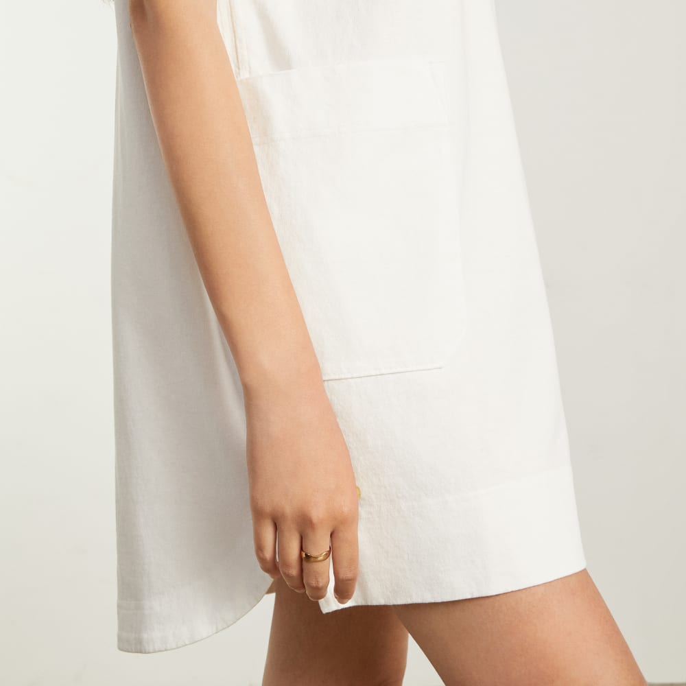 The Oversized Mariner Dress in White — detail view