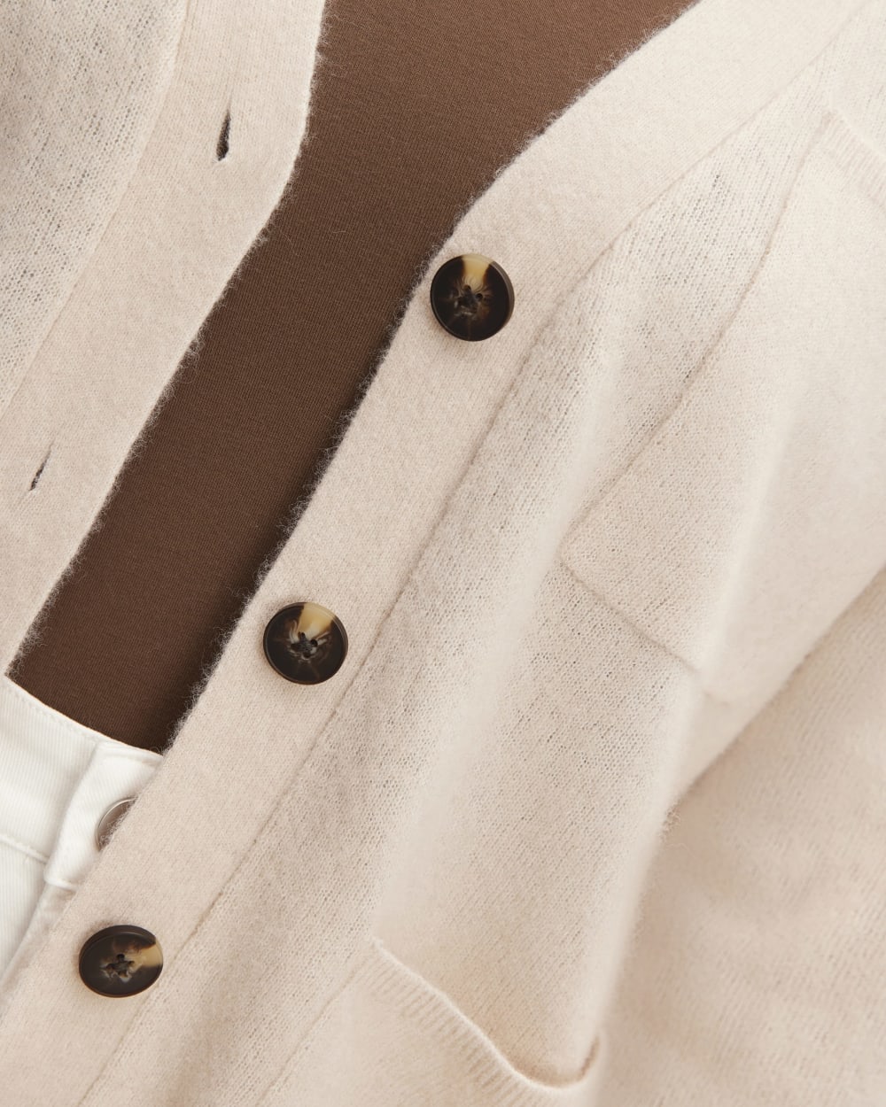 The Cozy-Stretch Relaxed Cardigan in Whisper Pink — detail view