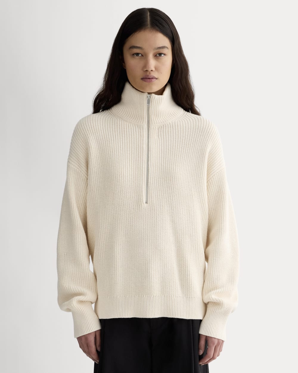 The Half-Zip in Everyday Cotton in Canvas — front view