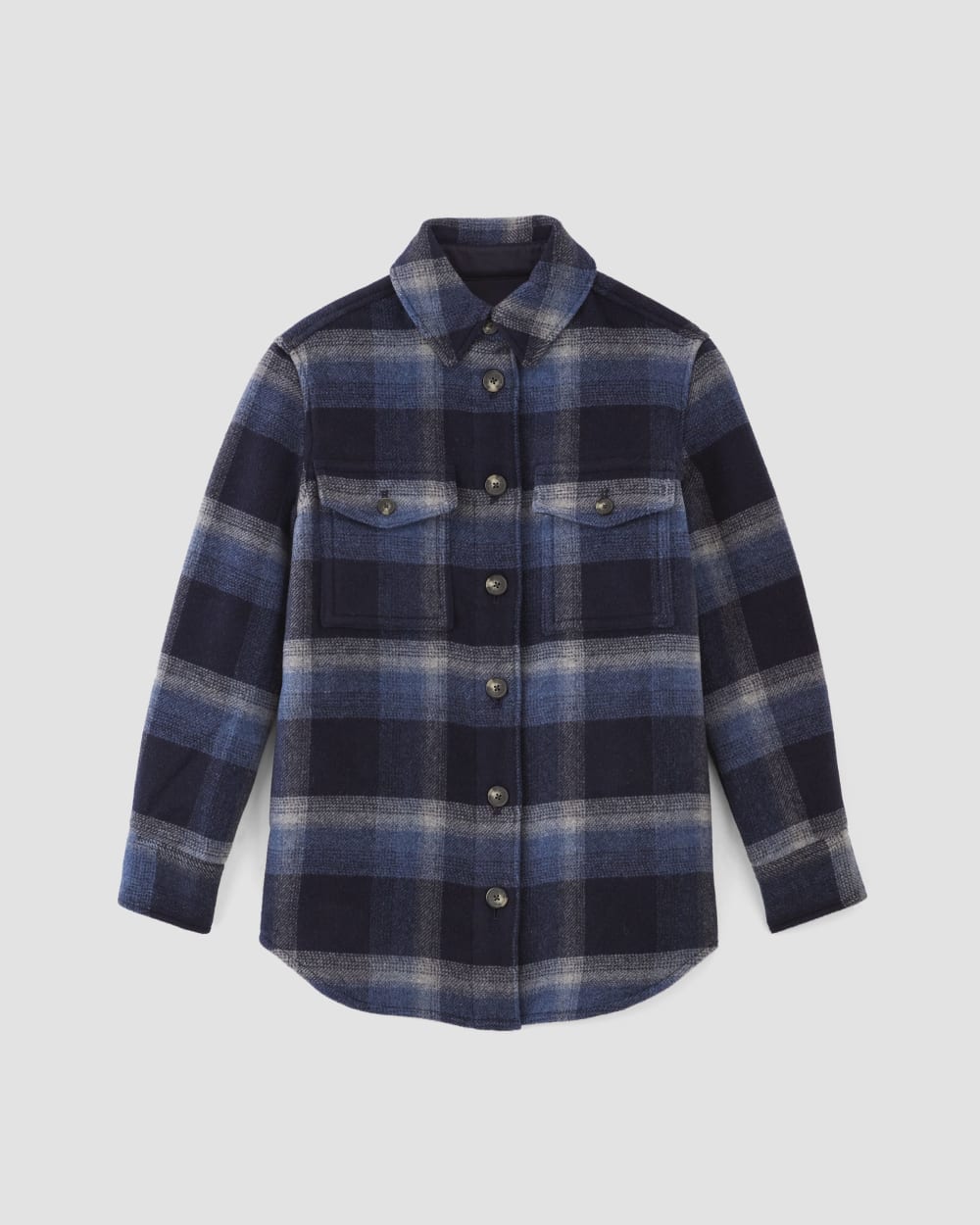 The Italian ReWool® Oversized Shirt Jacket in Navy / Shadow Plaid — alternate view
