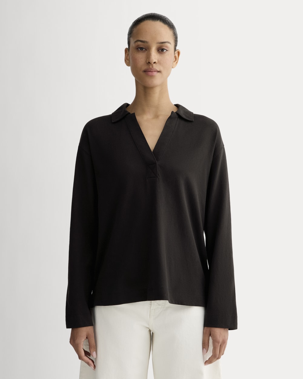 The Mariner Rugby Top in Black — front view