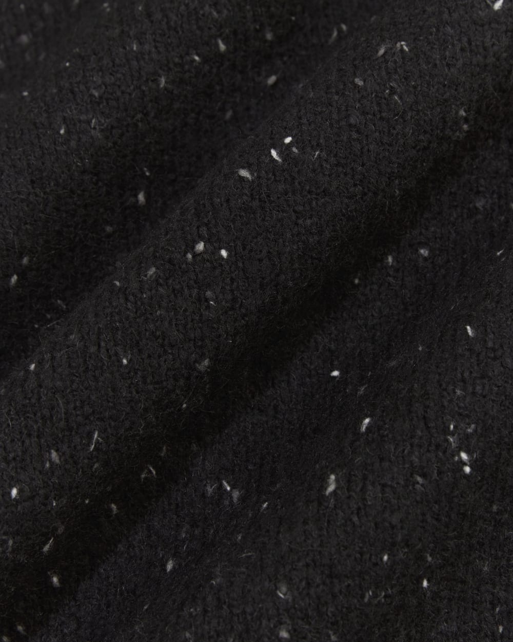 The Mockneck Sweater in Plush Cotton in Black Confetti — detail view