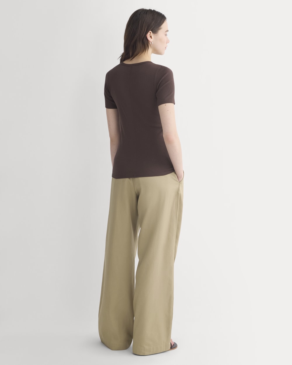 The Luxe Rib Crew in Coffee Bean — detail view