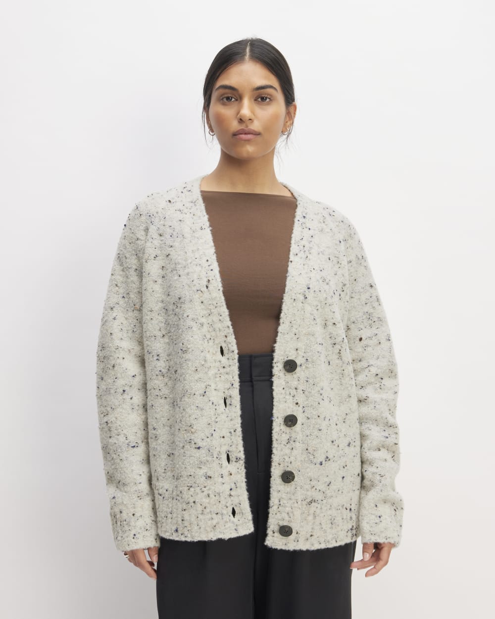 The Confetti Cardigan in Bone Multi — front view