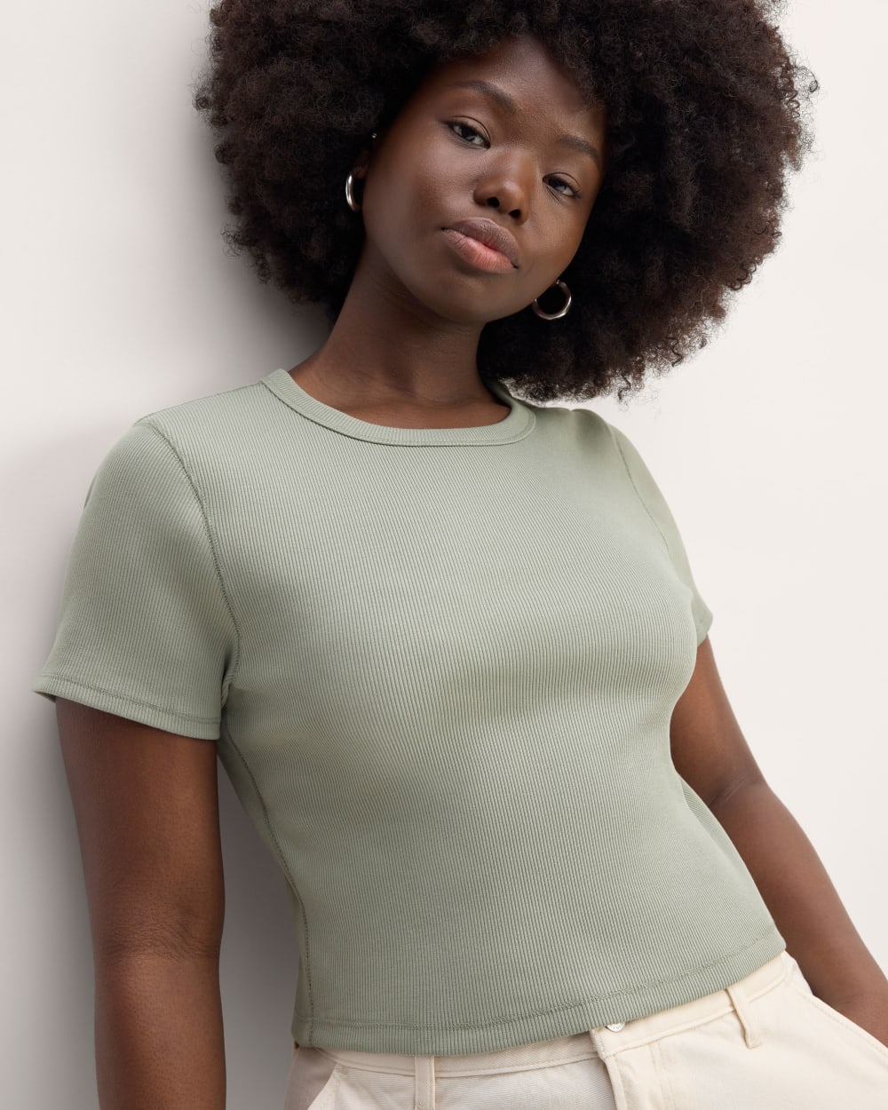 The ’90s Rib Tee in Sage Green — front view