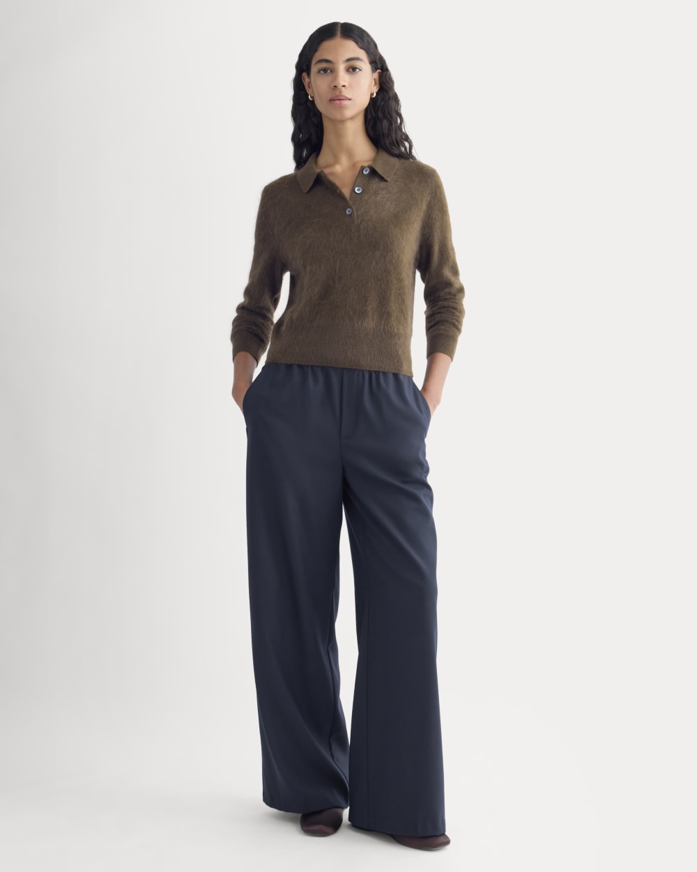 The Pull-On Trouser in Tailor Twill in Midnight Navy — front view