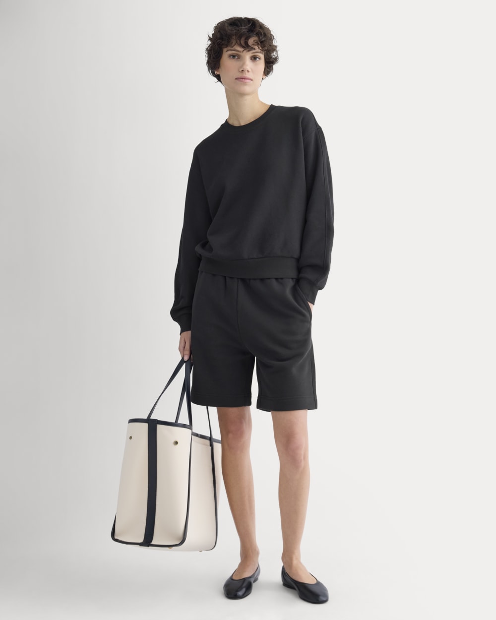 Lightweight Terry Blouson Crew in Black — detail view