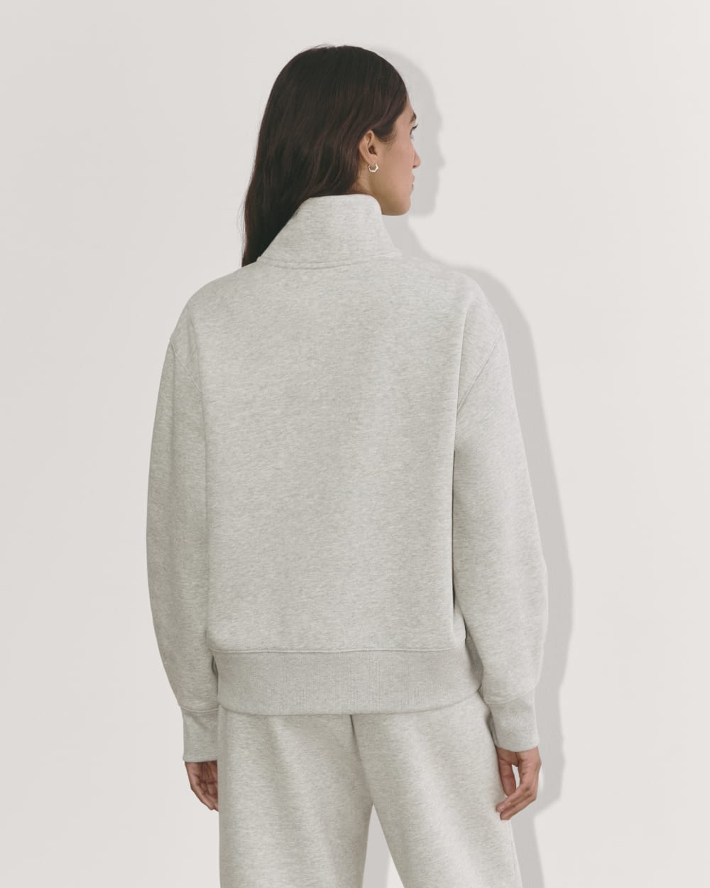 Luxe Fleece Half-Zip Sweatshirt in Heathered Grey — detail view