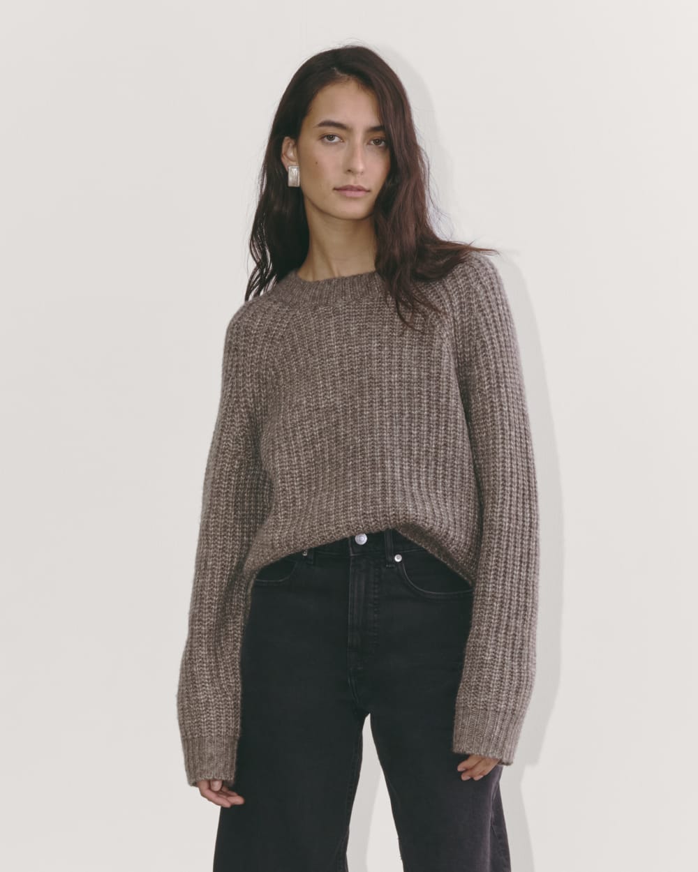 The Fisherman Crew in Cloud in Taupe Melange — front view