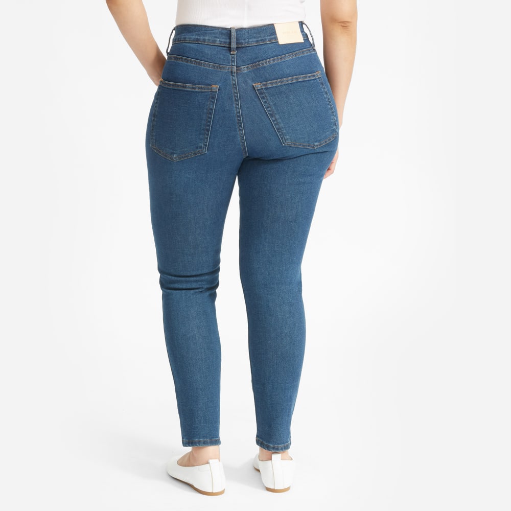 The Authentic Stretch High-Rise Skinny in Mid Blue — detail view
