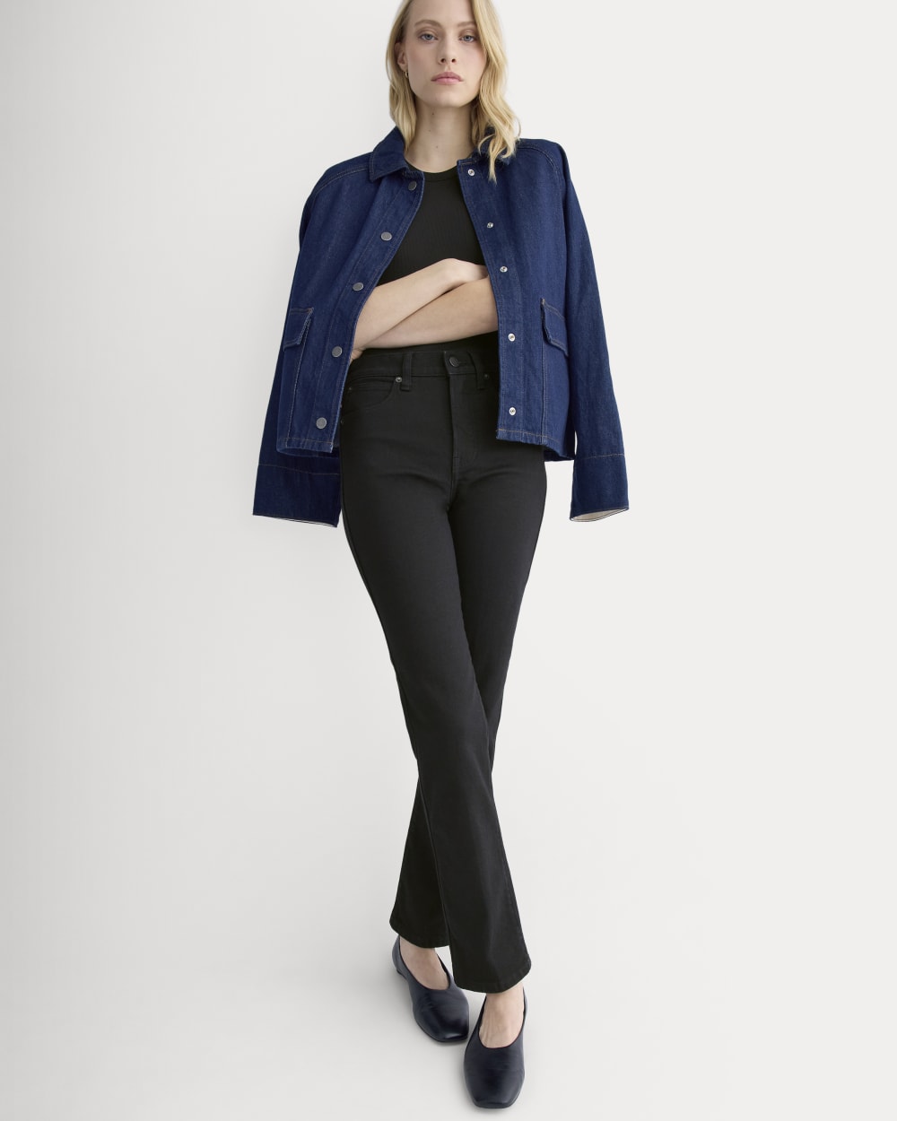 High-Rise Cigarette Jean in Black — detail view