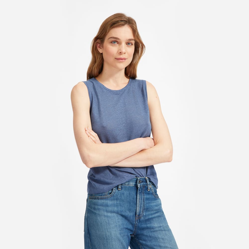 The Super-Soft Relaxed Jean in Mid Blue — detail view