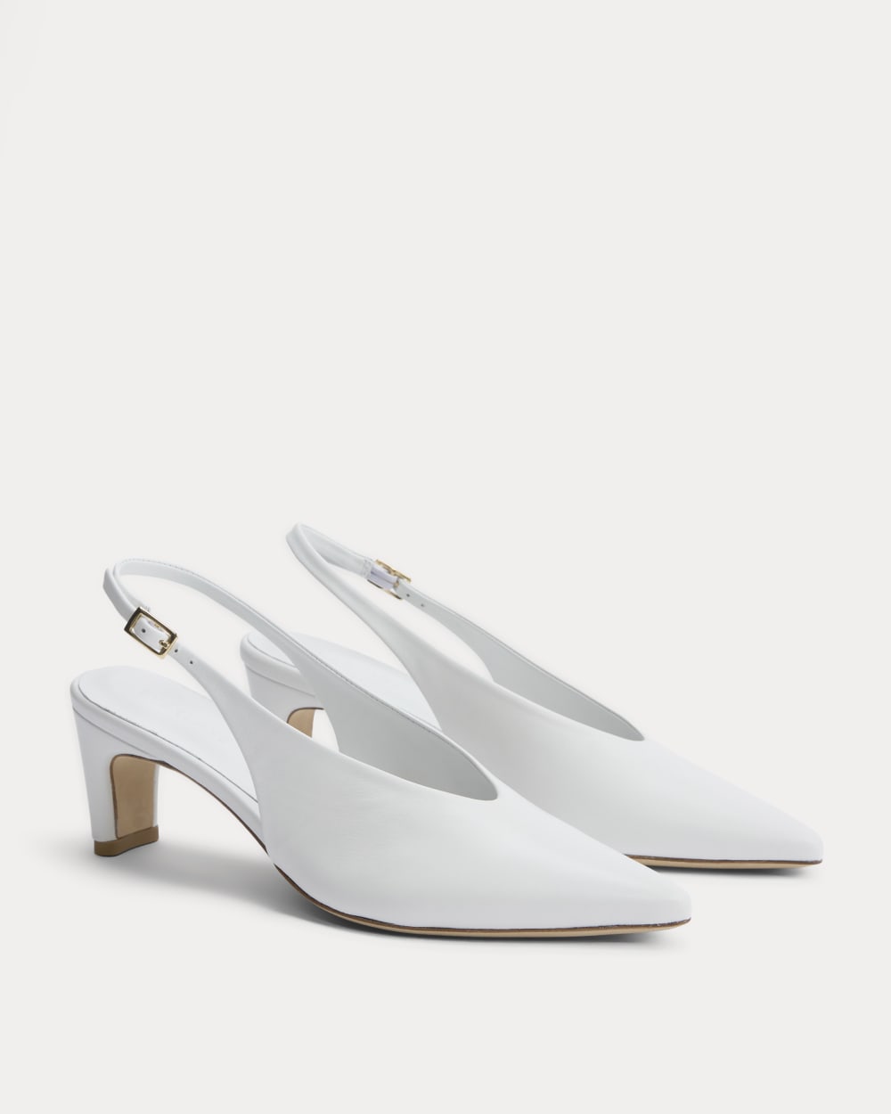 Pointed-Toe Slingback Heel in Snow — alternate view