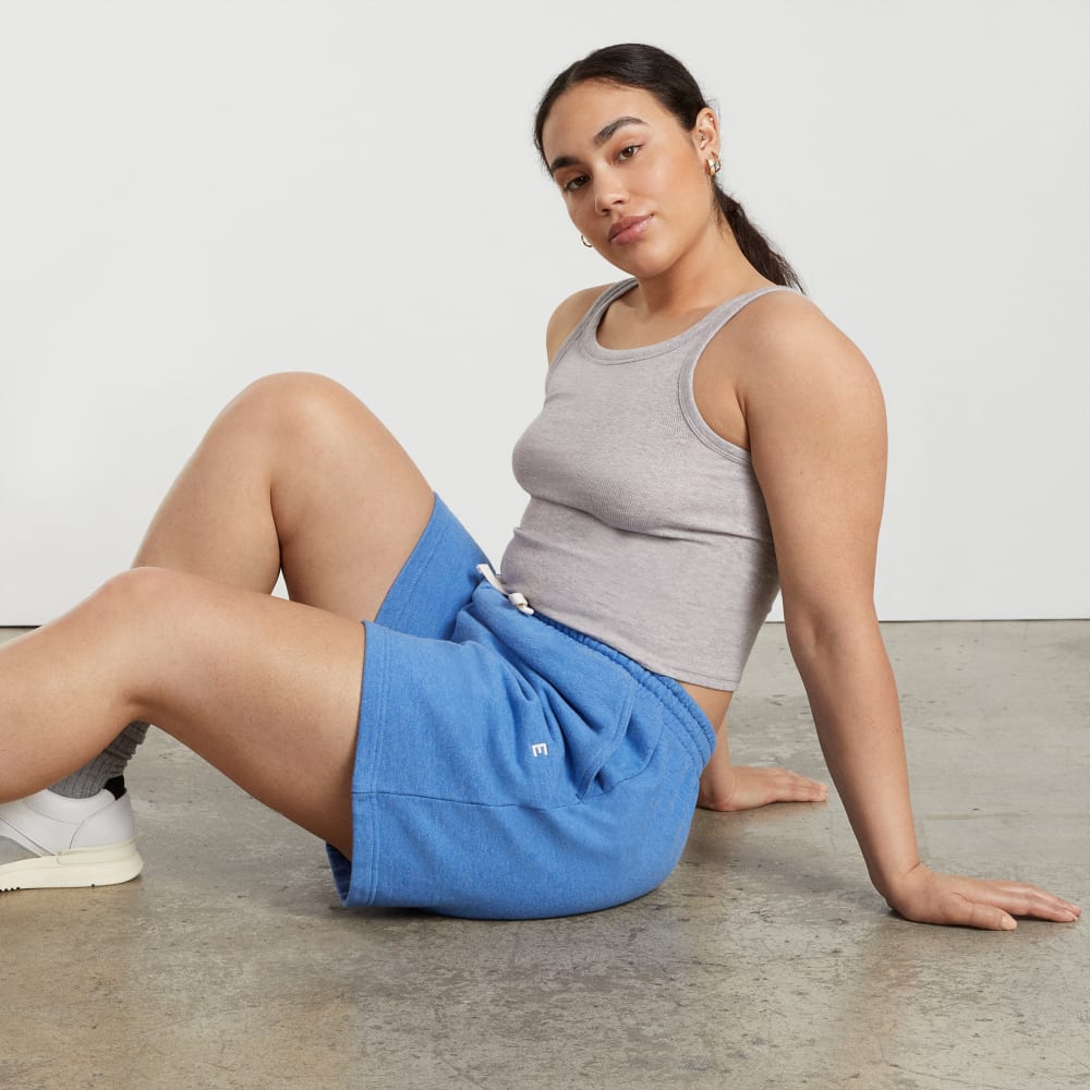 The Pima Micro-Rib Short Tank in Heathered Grey — detail view