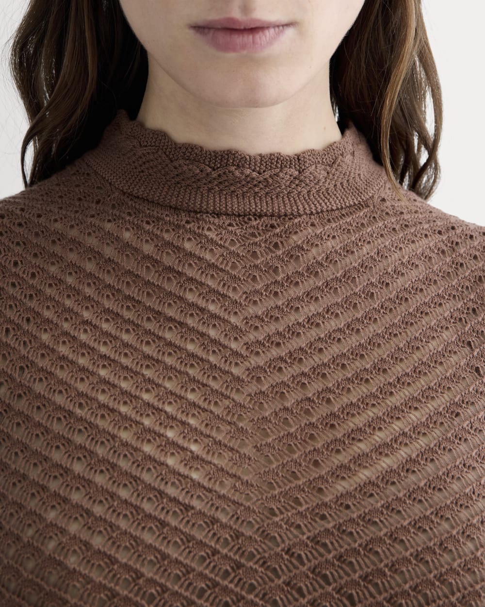 The Lace Knit Tank in Mocha — detail view