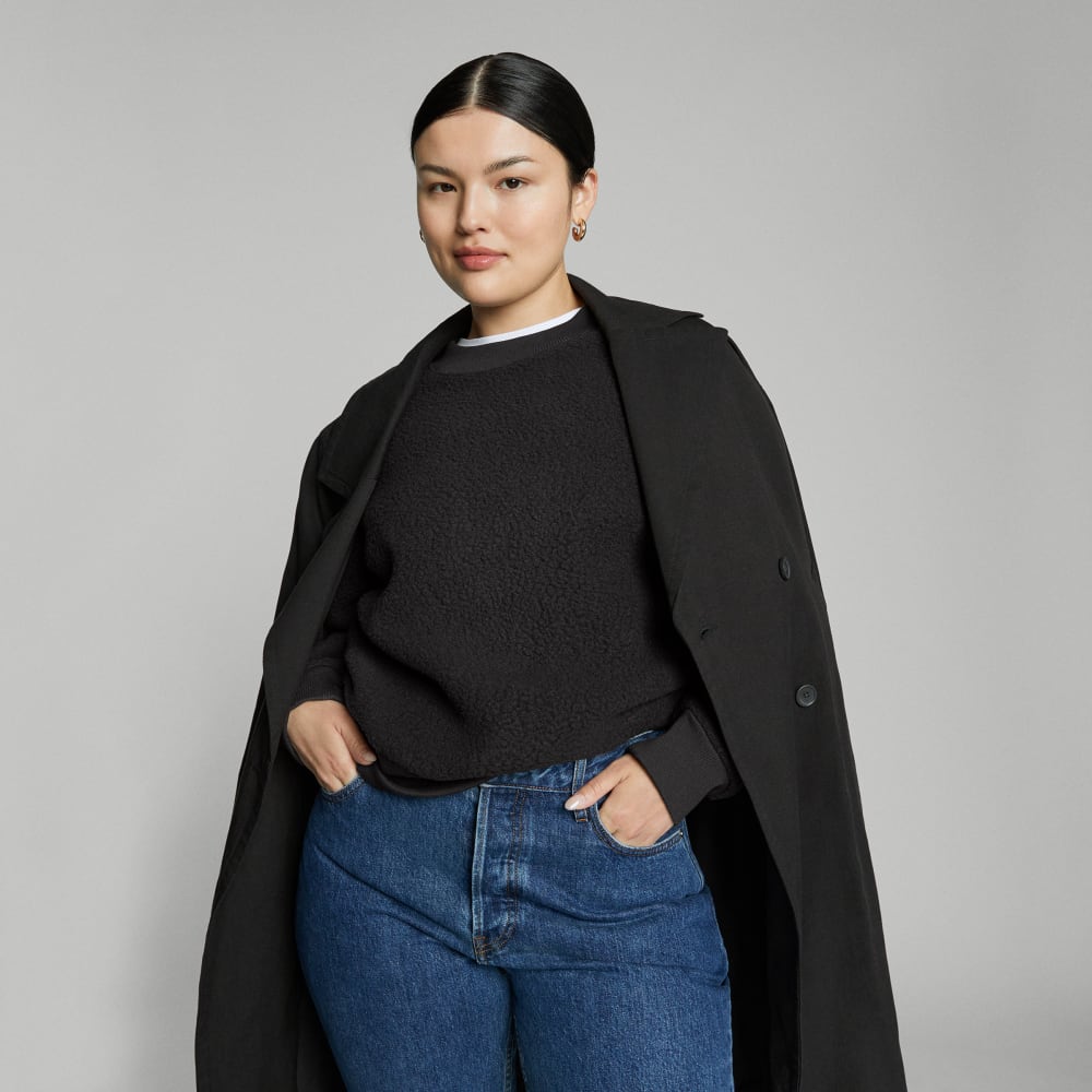 The ReNew Teddy Oversized Crew in Black — detail view