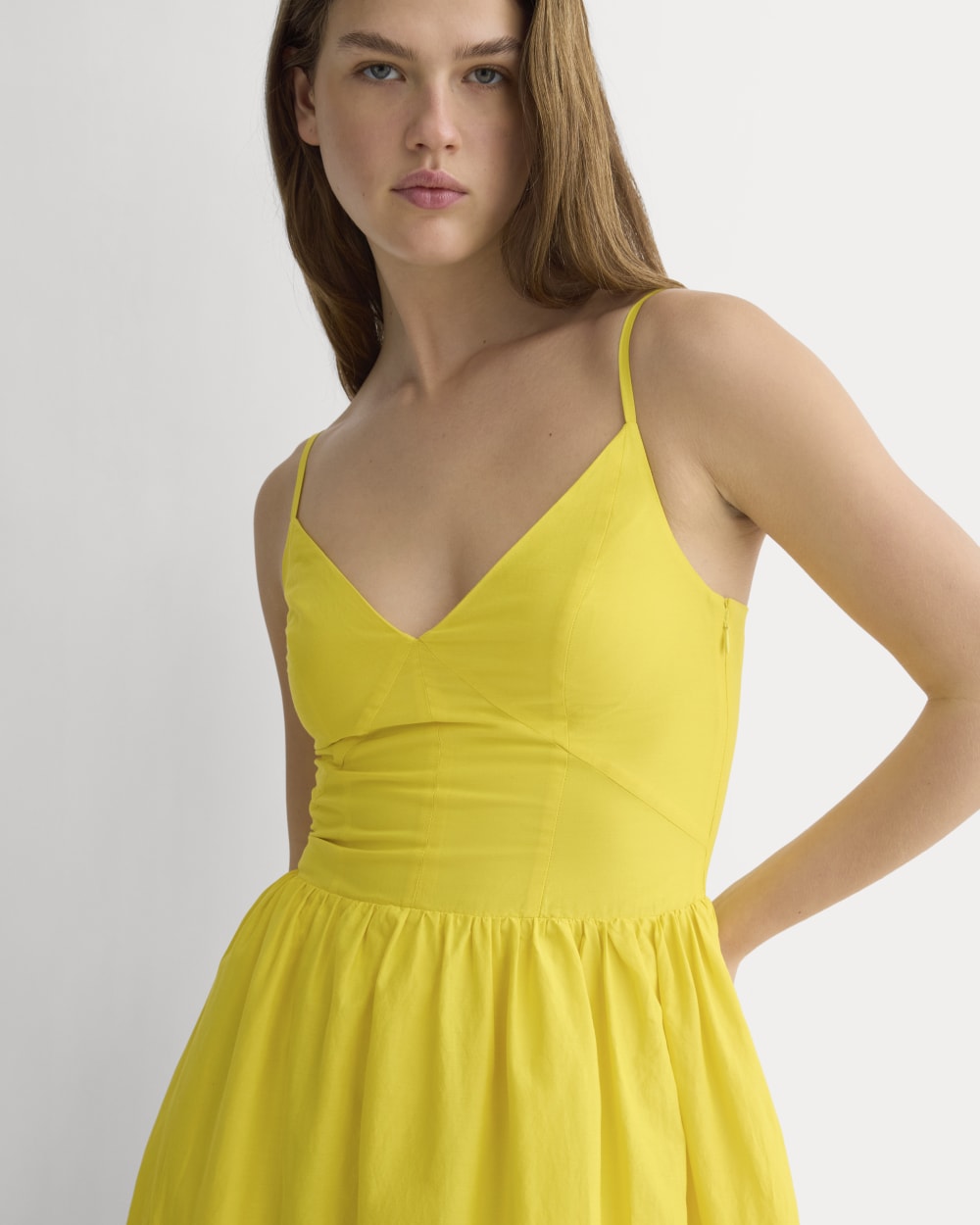 Midi Dress in Cotton Silk Voile in Passion Fruit — detail view