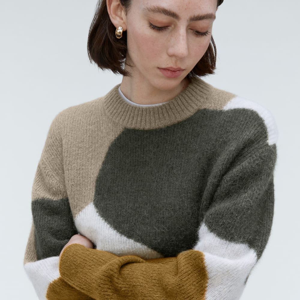 The Cocoon Crew in Alpaca in Neutral Camo — detail view