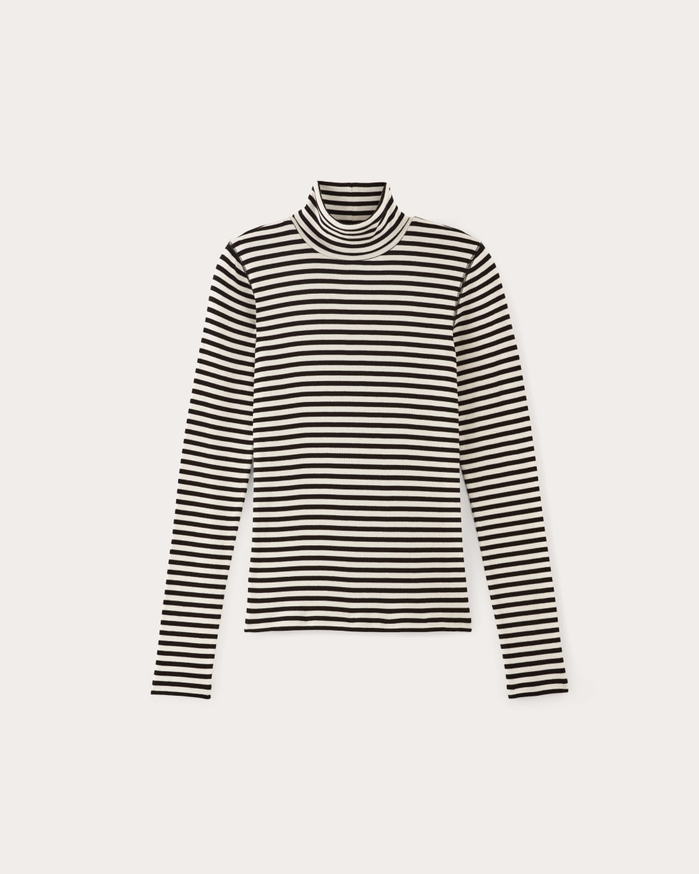 The Luxe Rib Turtleneck in Bone / Black — alternate view