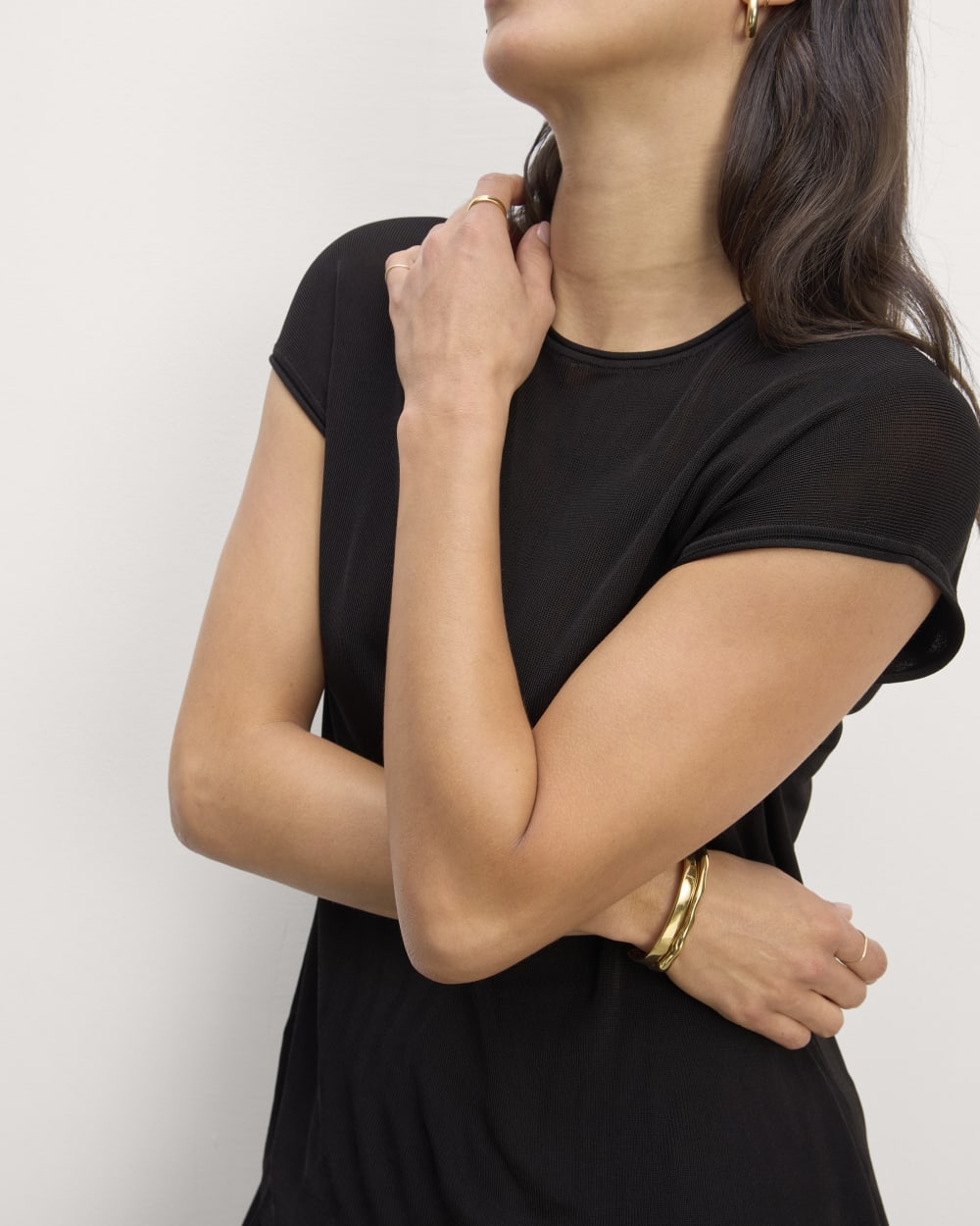 The Oversized Knit Top in Black — detail view