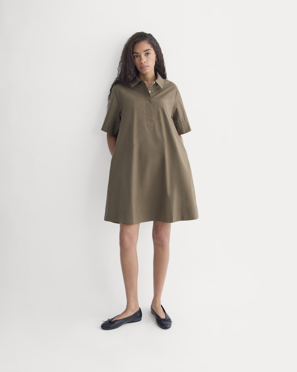 Popover Mini Shirtrdress in Ultrasoft Cotton in Beech — detail view