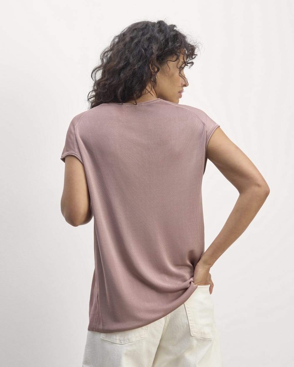 The Oversized Knit Top in Dusty Rose — alternate view