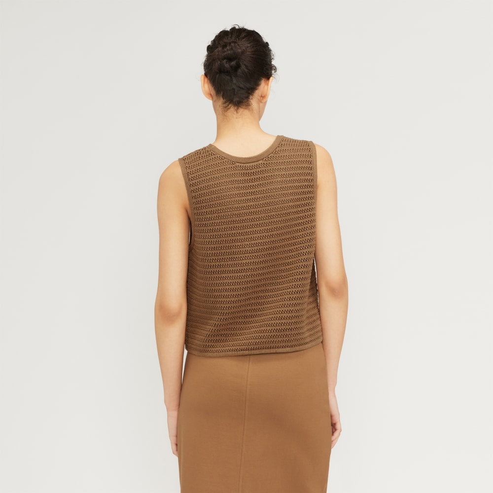 The Crochet Knit Cami in Toasted Coconut — detail view