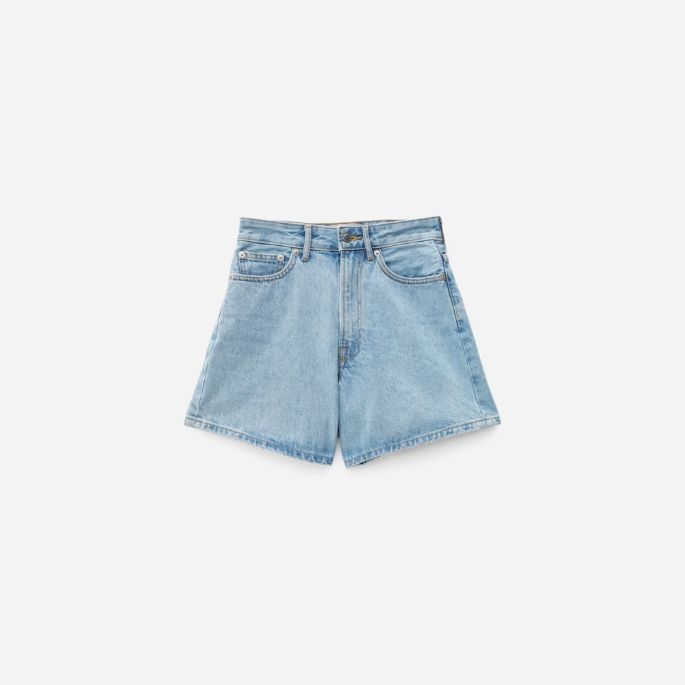 The A-Line Denim Short in Powder Blue — alternate view