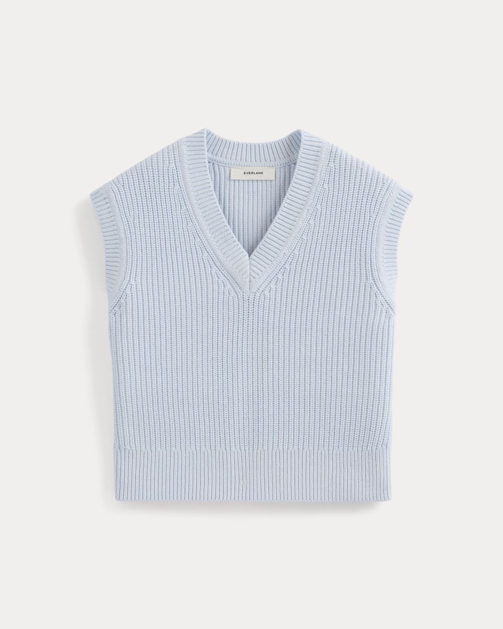 Ribbed V-Neck Vest in Everyday Cotton in Skywriting — alternate view
