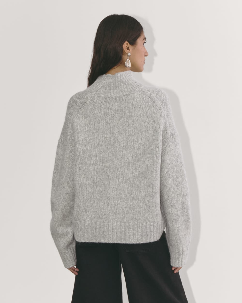 The Cloud Oversized Turtleneck in Heather Grey — detail view