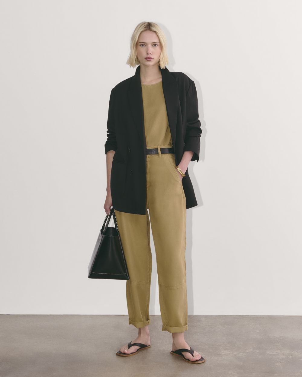 The Relaxed Tee in Buttersoft in Fennel Seed — detail view