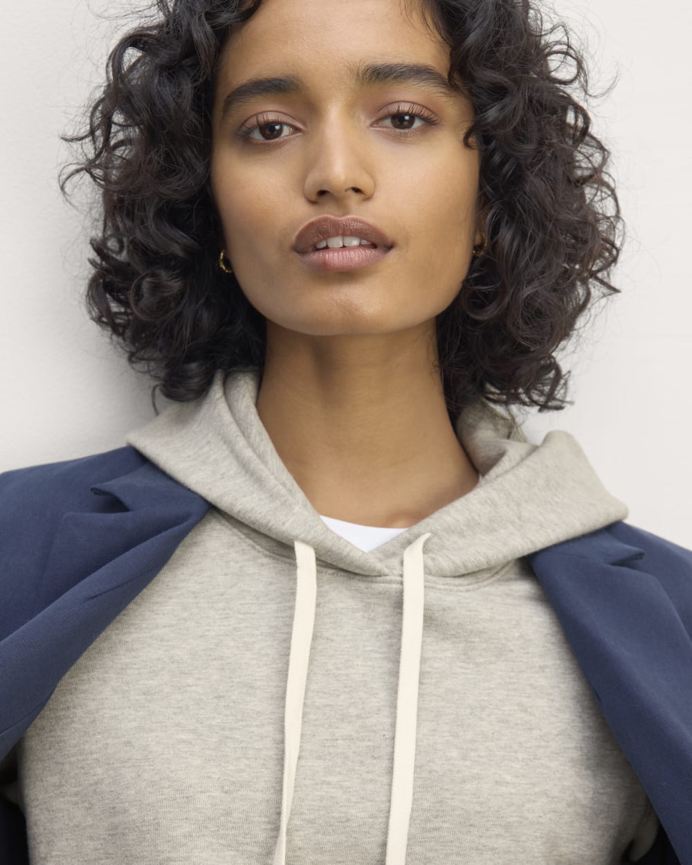 The Off-Duty Terry Hoodie in Heathered Grey — detail view
