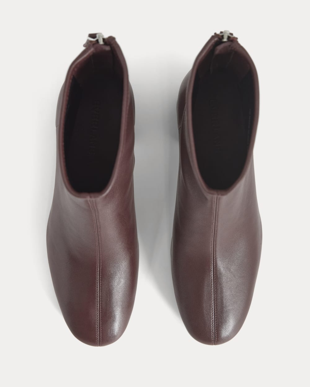 Leather Curved-Heel Boot in Burgundy — detail view
