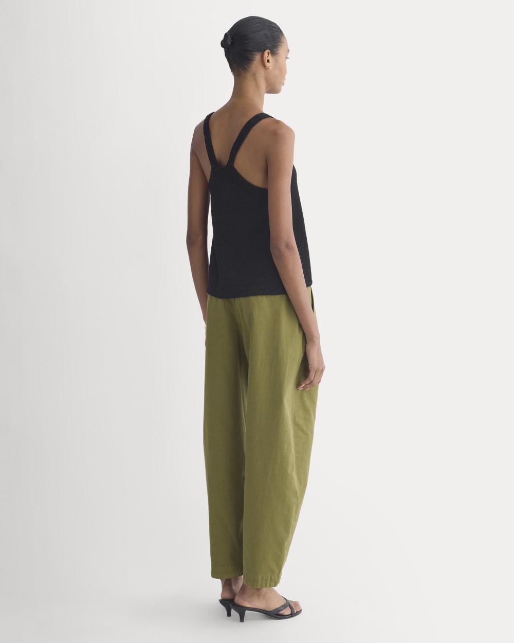 Racerback V-Neck Sweater in Black — detail view