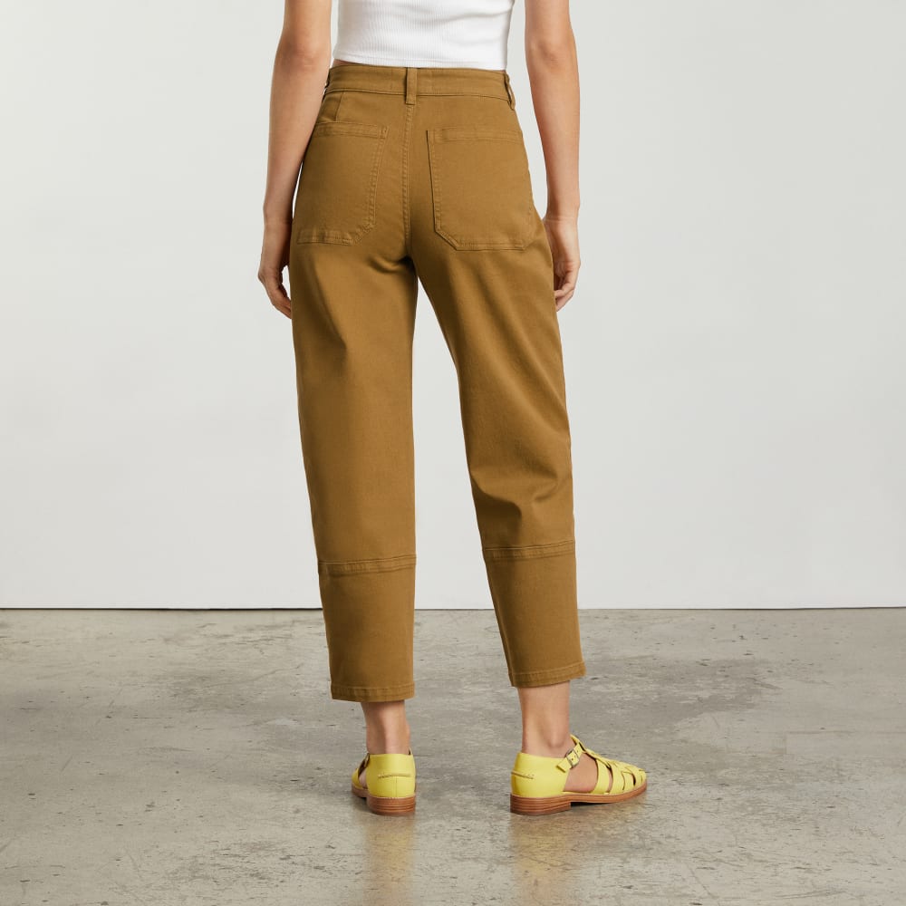 The Utility Barrel Pant in Golden Brown — detail view