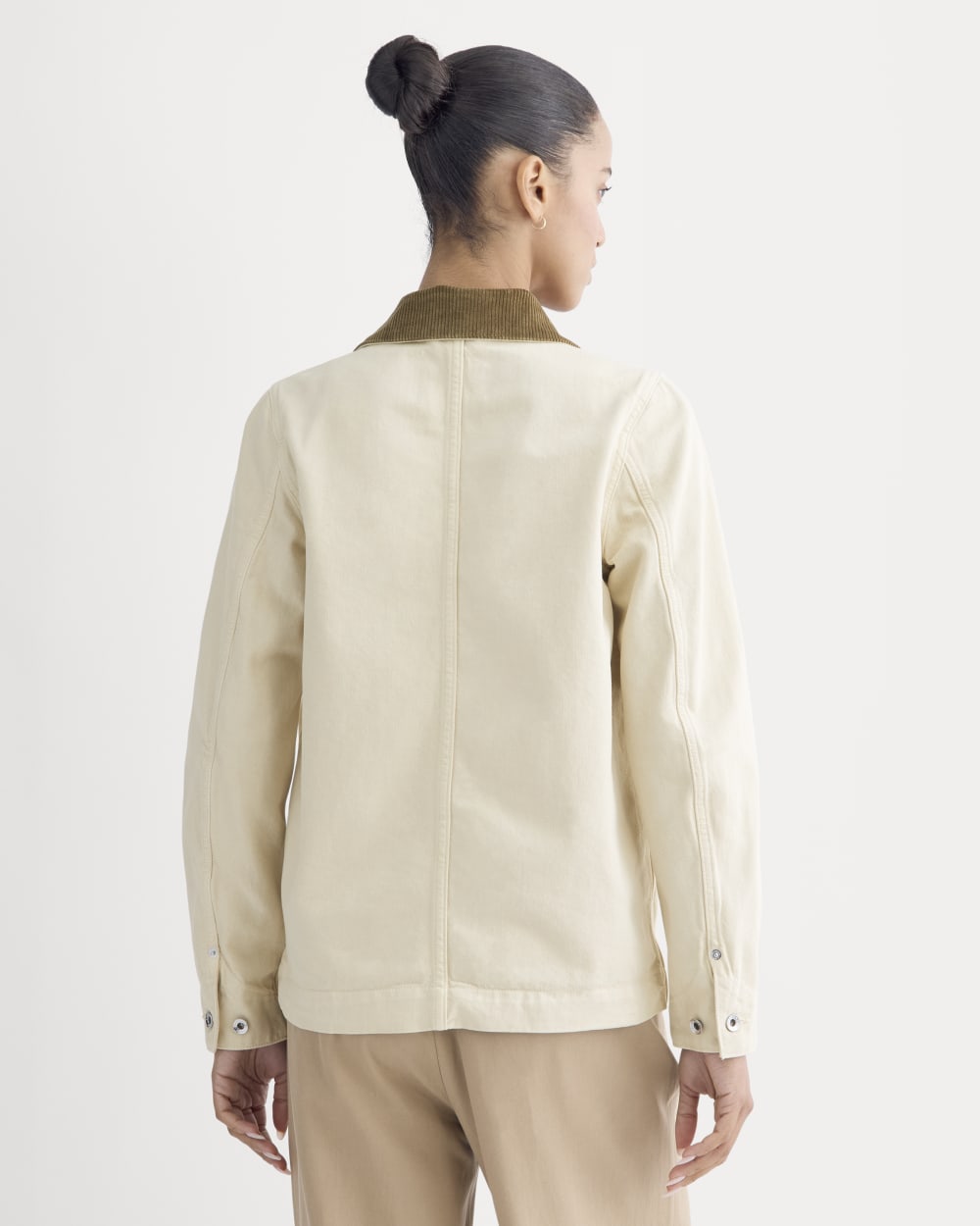 The Ranch Jacket in Garment-Dyed White / Cream — detail view