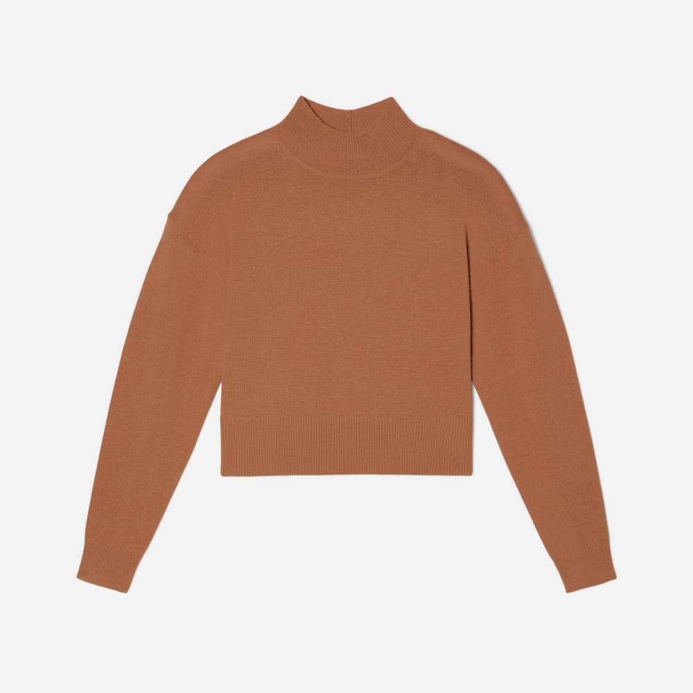 The Luxe Merino Turtleneck in Tawny Brown — alternate view