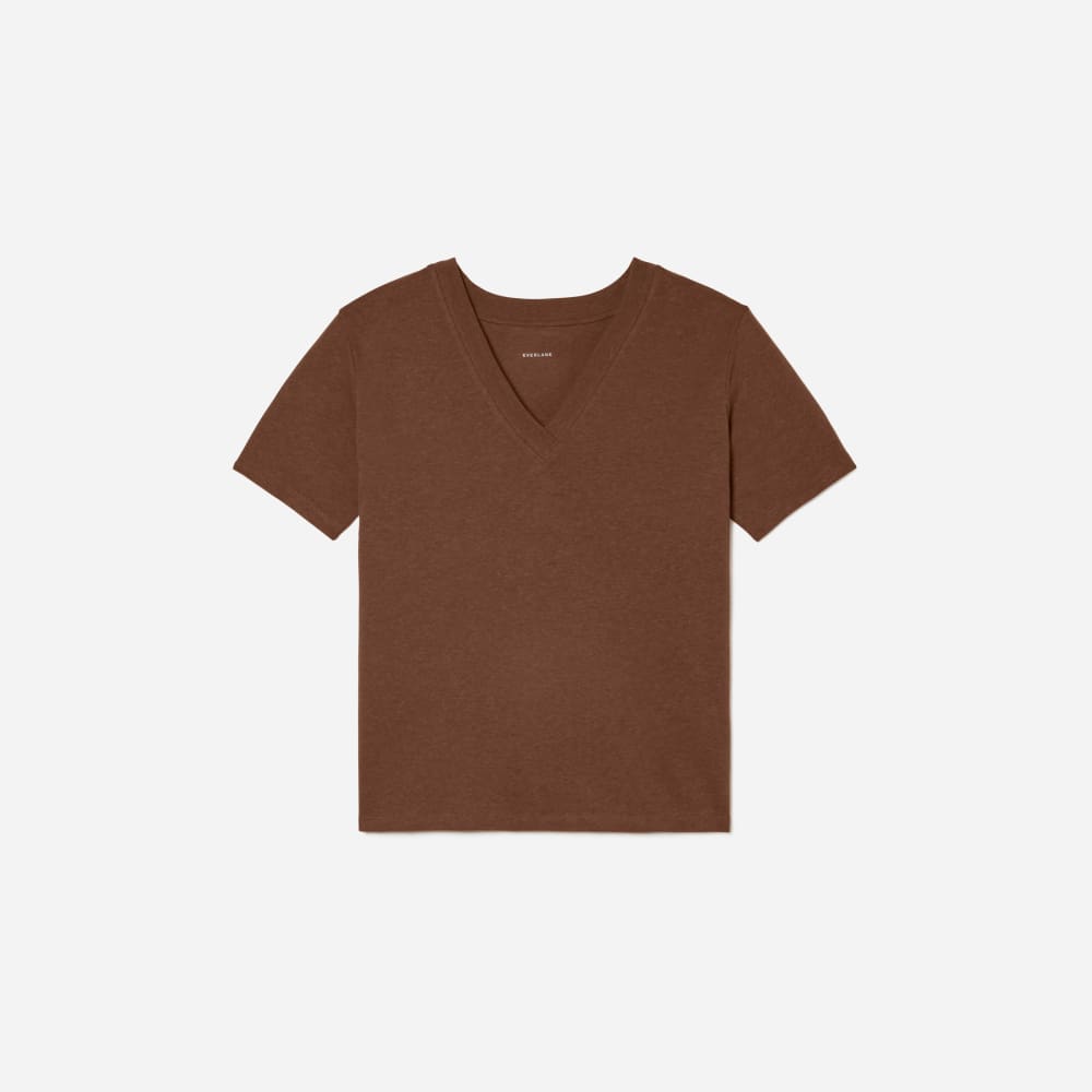 The Vintage V-Neck Hemp Tee in Espresso — front view
