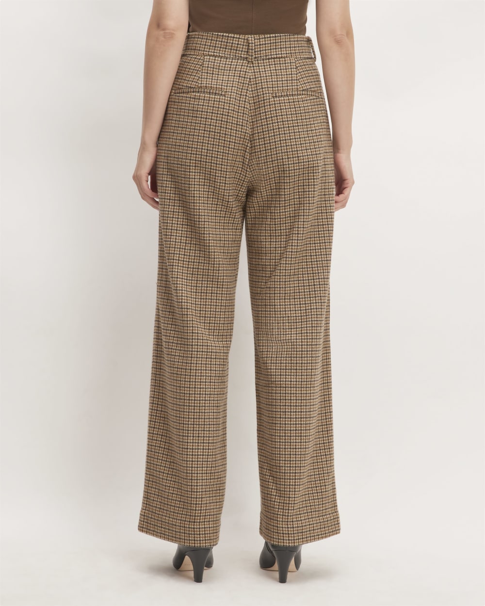 The ReWool® Way-High Drape Pant in Camel Houndstooth — detail view