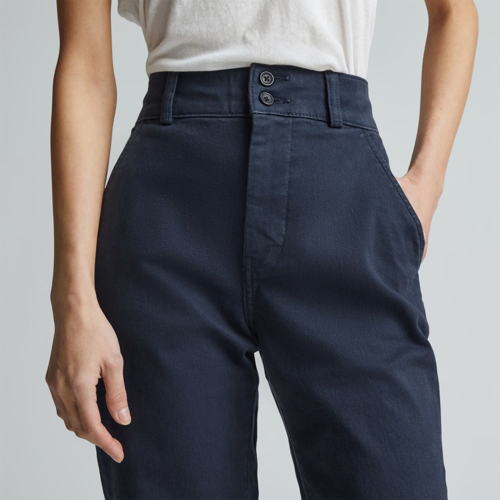 The Organic Straight-Leg Pant in Navy — detail view